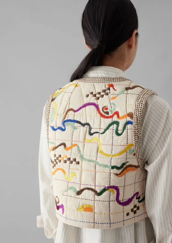 Abstract Hand Embroidered Gilet