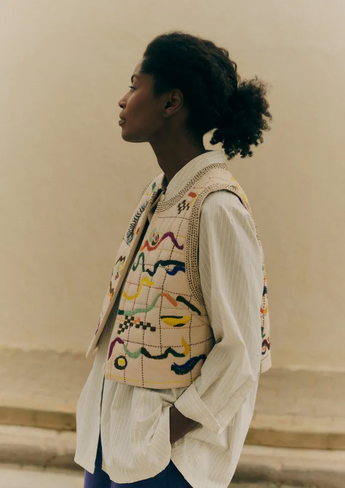 Abstract Hand Embroidered Gilet