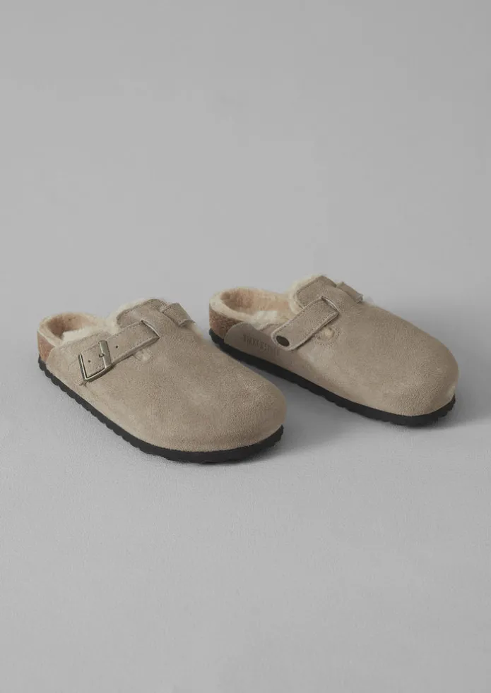 Birkenstock Boston Suede Shearling Clogs