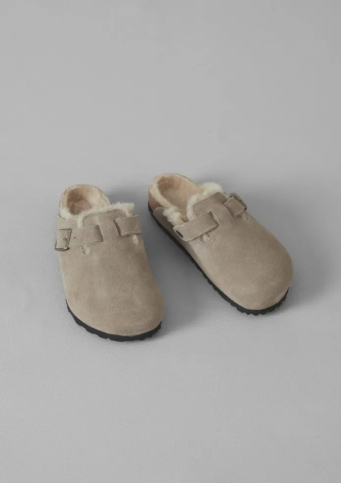Birkenstock Boston Suede Shearling Clogs