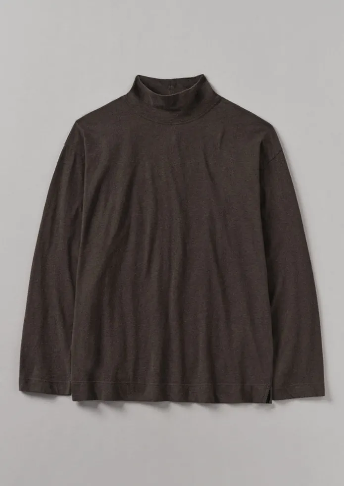 Brushed Cotton High Neck Lounge Top