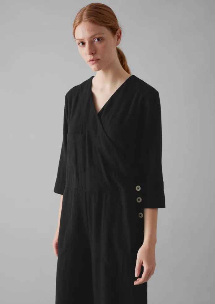 Brushed Cotton Linen Herringbone Jumpsuit
