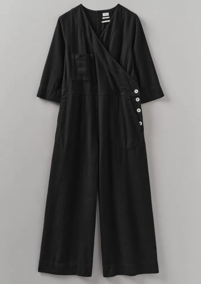 Brushed Cotton Linen Herringbone Jumpsuit