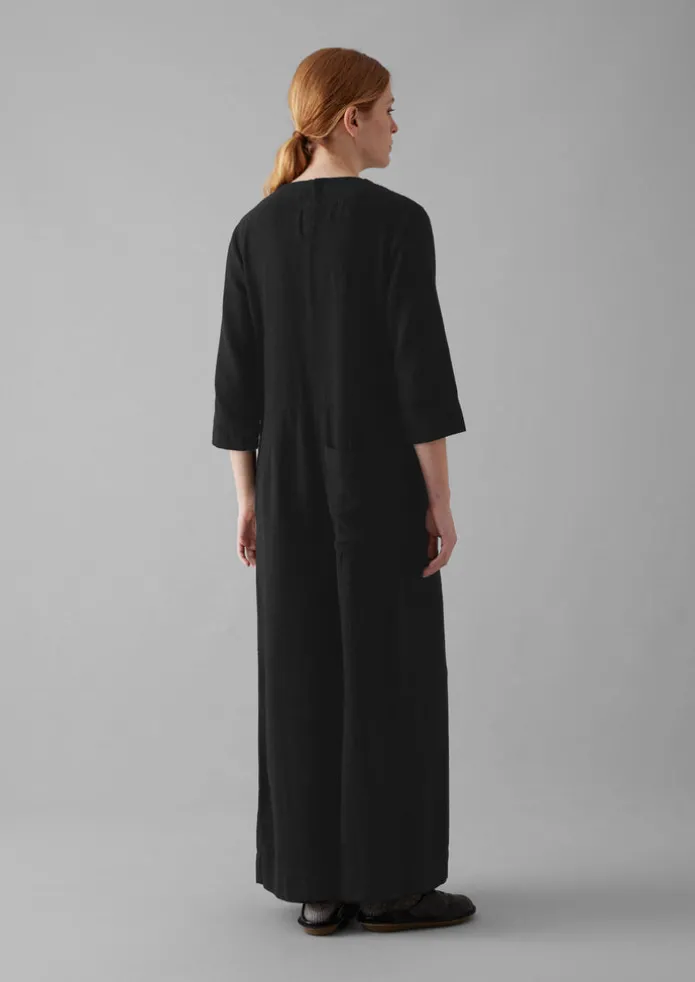 Brushed Cotton Linen Herringbone Jumpsuit