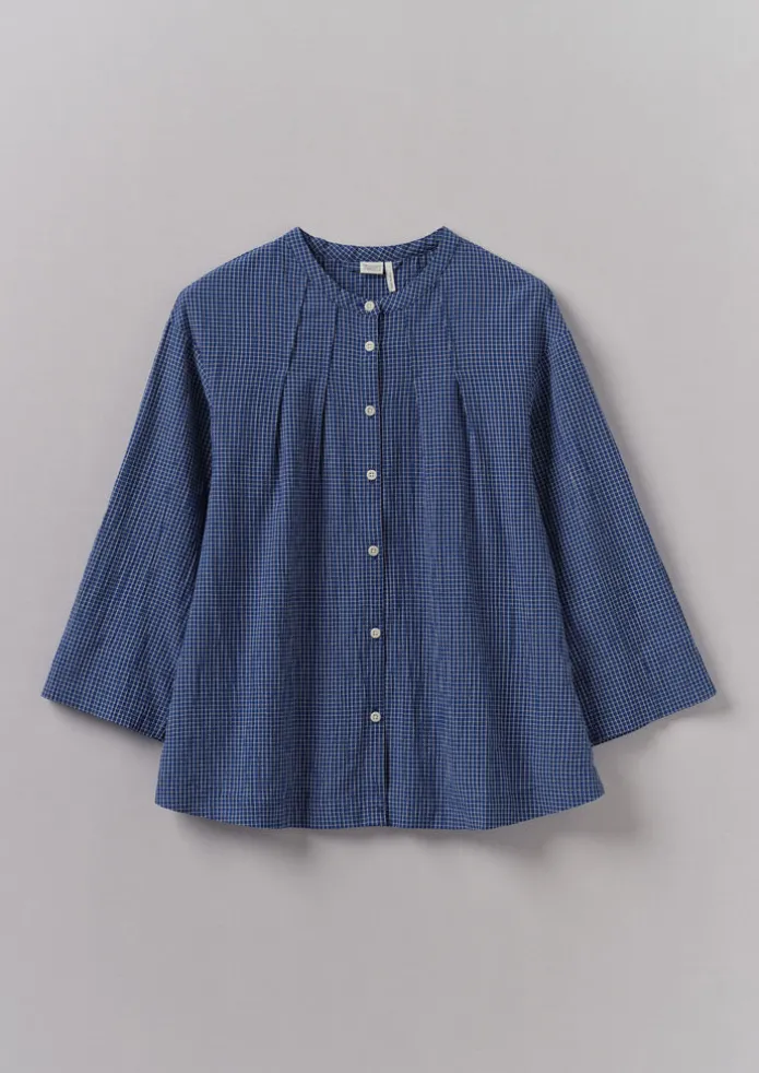Check Crinkle Cotton Tie Shirt