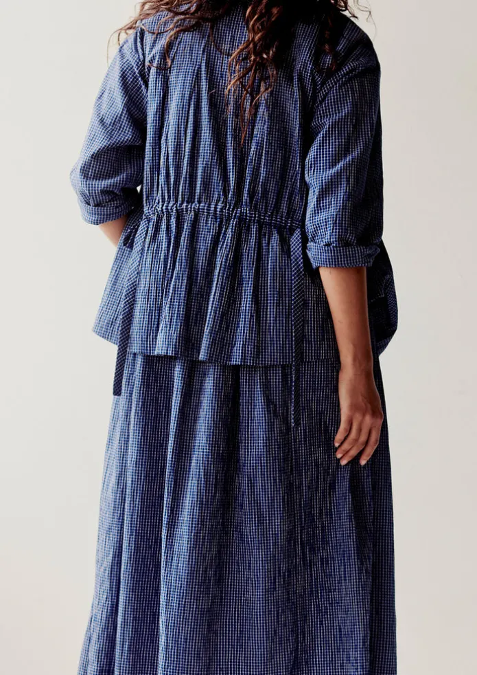 Check Crinkle Cotton Tie Shirt