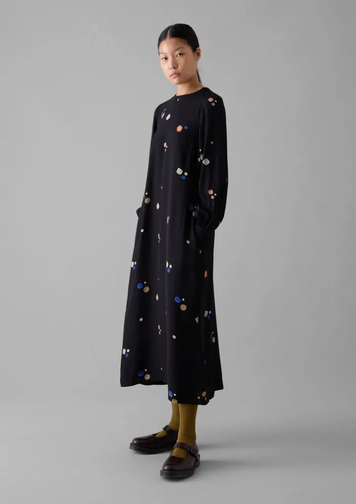 Cosmic Dot Print Column Dress