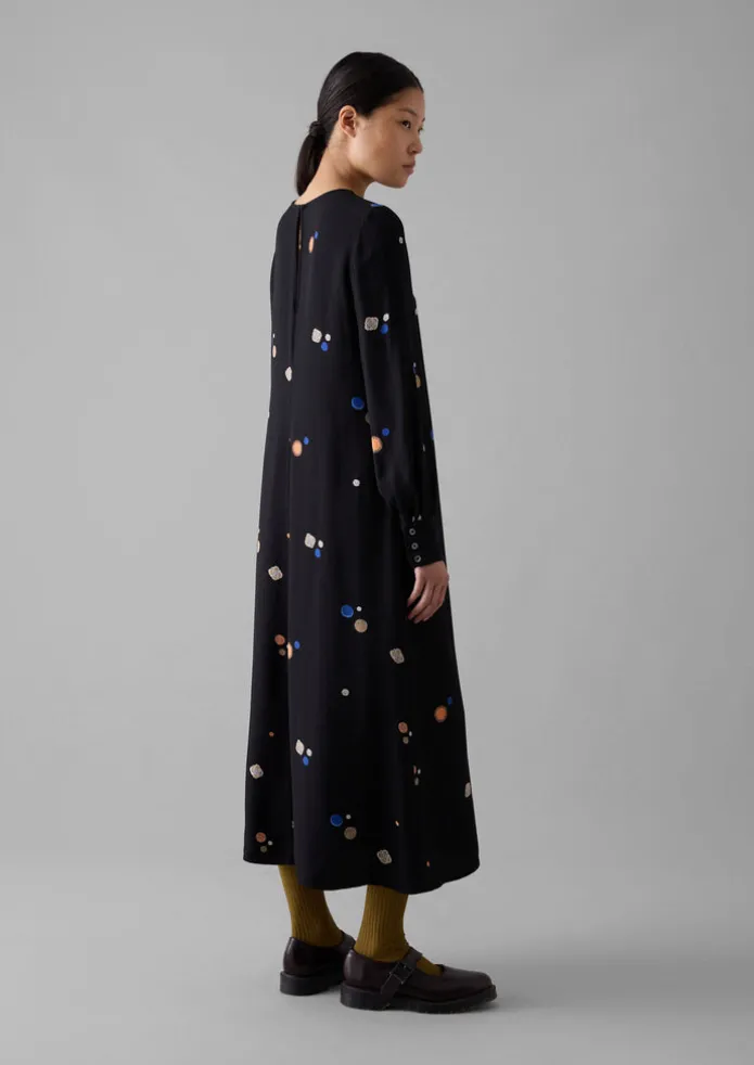 Cosmic Dot Print Column Dress