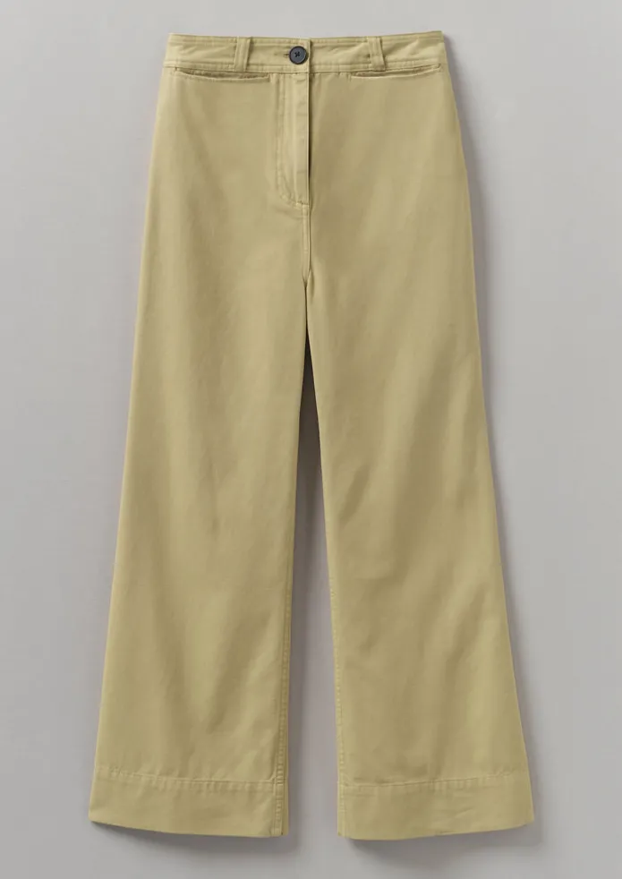 Cotton Canvas Kick Flare Trousers