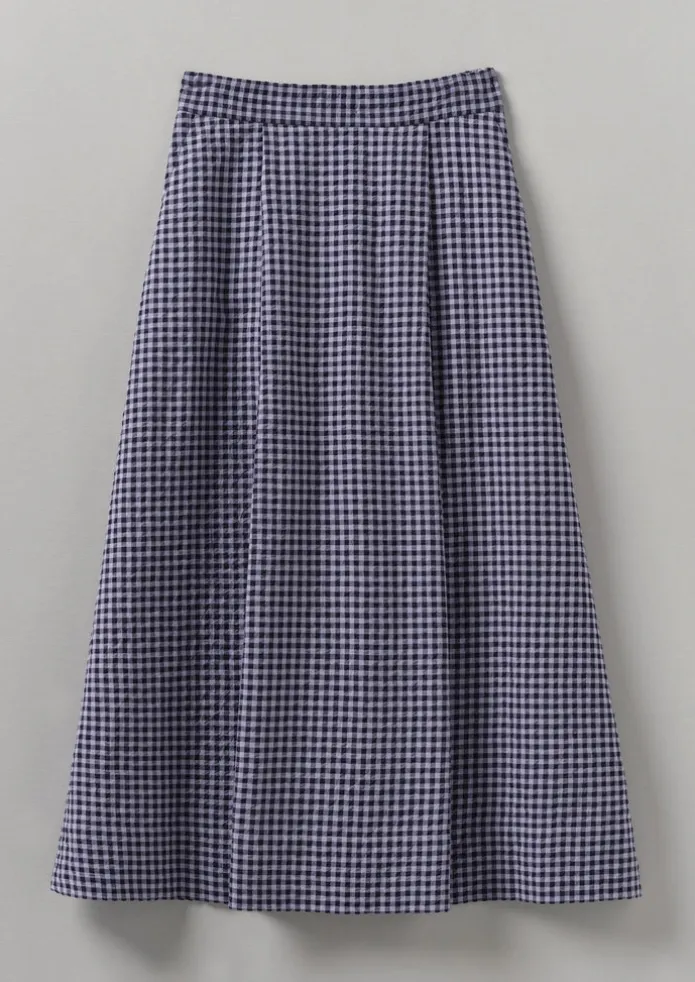 Cotton Gingham Seersucker Skirt
