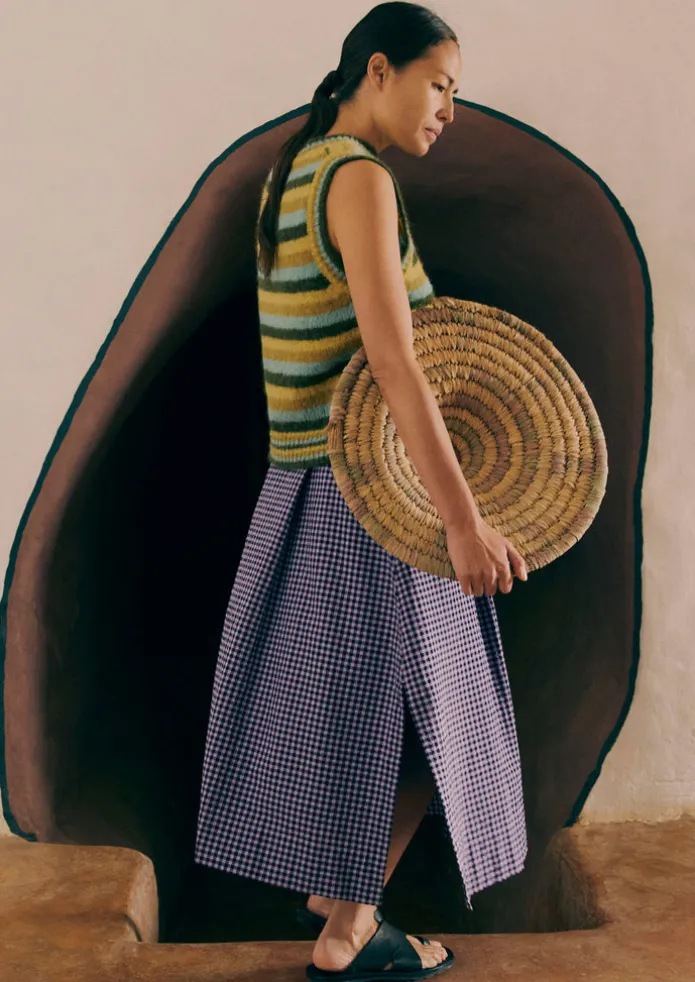Cotton Gingham Seersucker Skirt