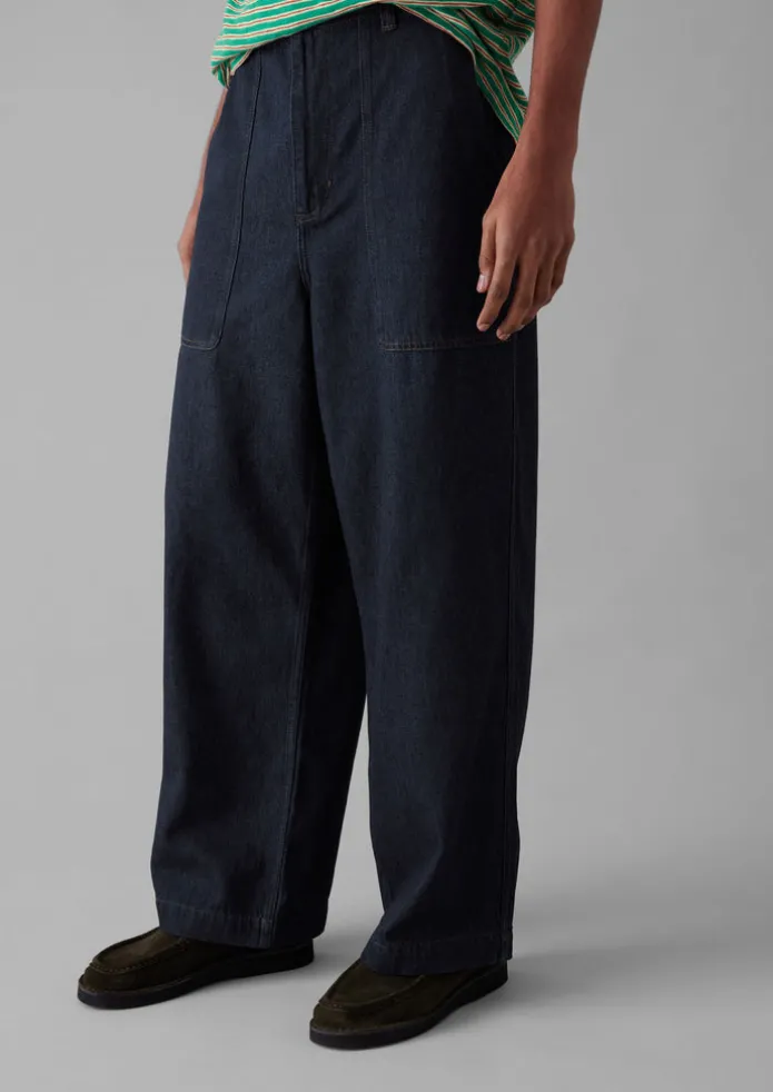 Cotton Hemp Denim Cargo Trousers