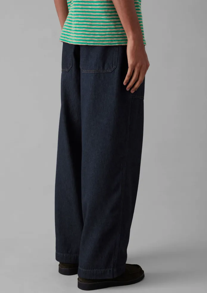 Cotton Hemp Denim Cargo Trousers