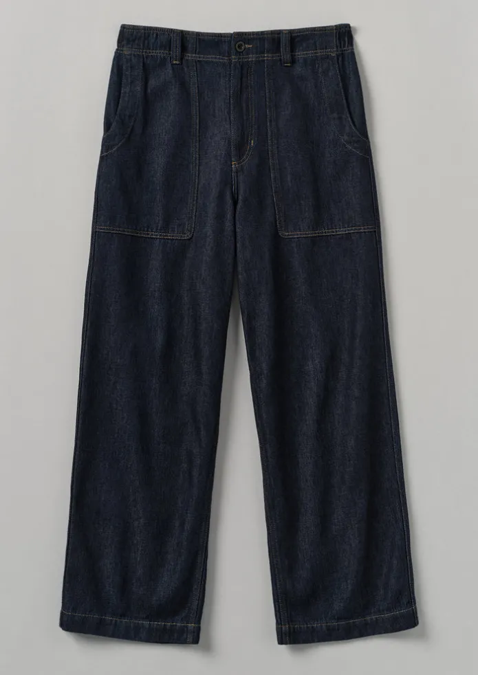 Cotton Hemp Denim Cargo Trousers