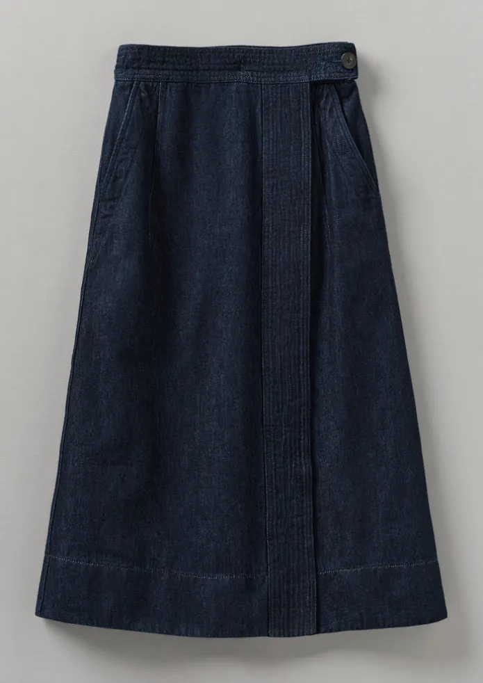 Cotton Hemp Denim Wrap Skirt