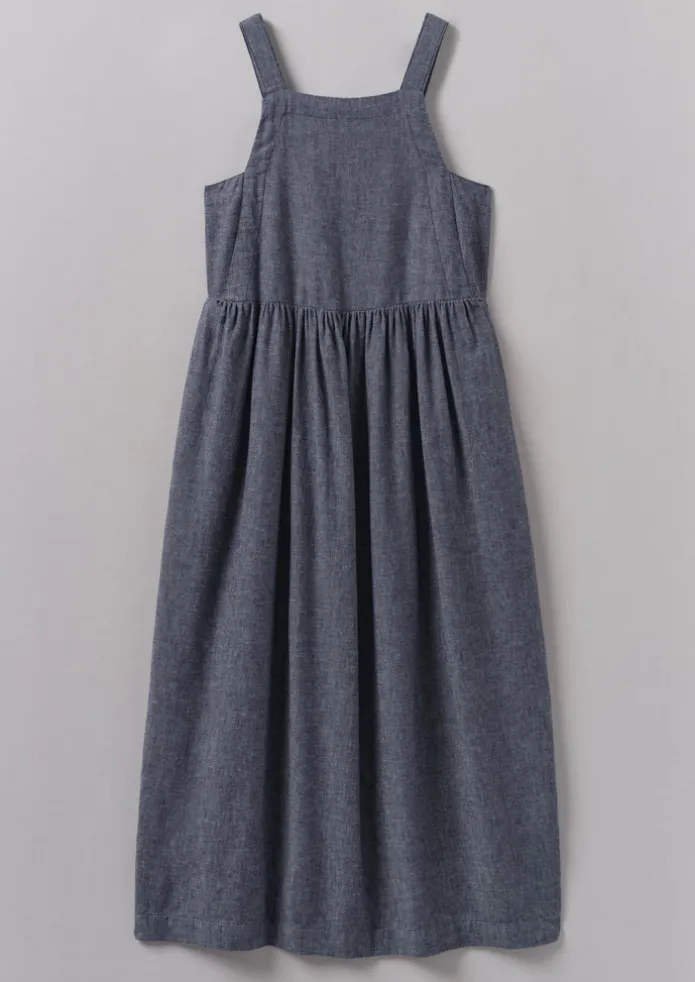 Cotton Linen Twill Gathered Waist Dress