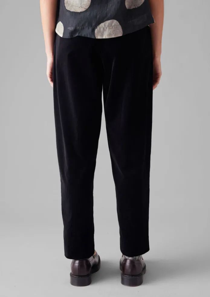 Cotton Velvet Pleat Front Trousers