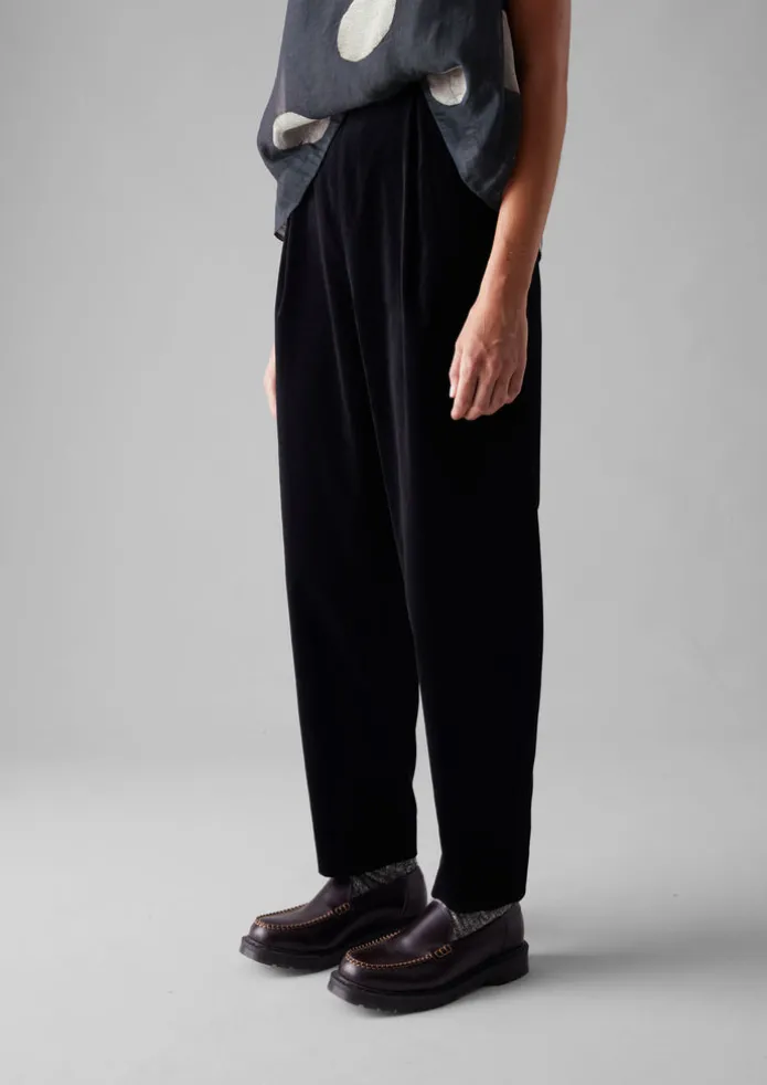 Cotton Velvet Pleat Front Trousers