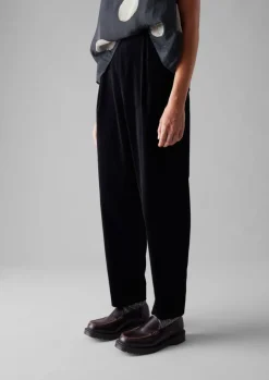 Cotton Velvet Pleat Front Trousers