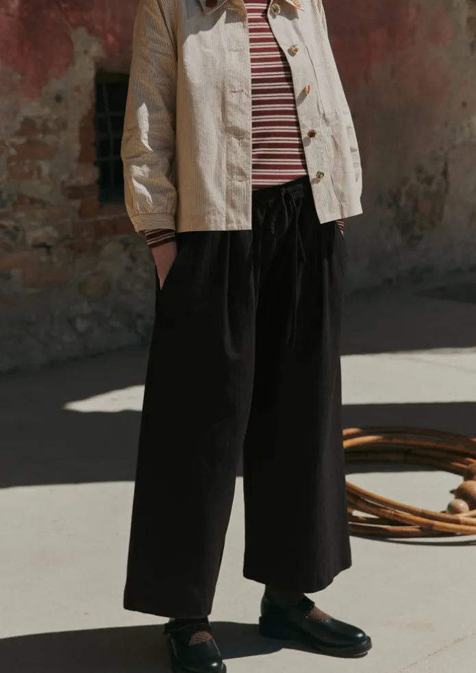 Cotton Wool Herringbone Pull On Trousers