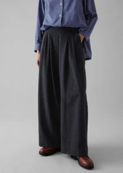 Cotton Wool Pleat Front Trousers
