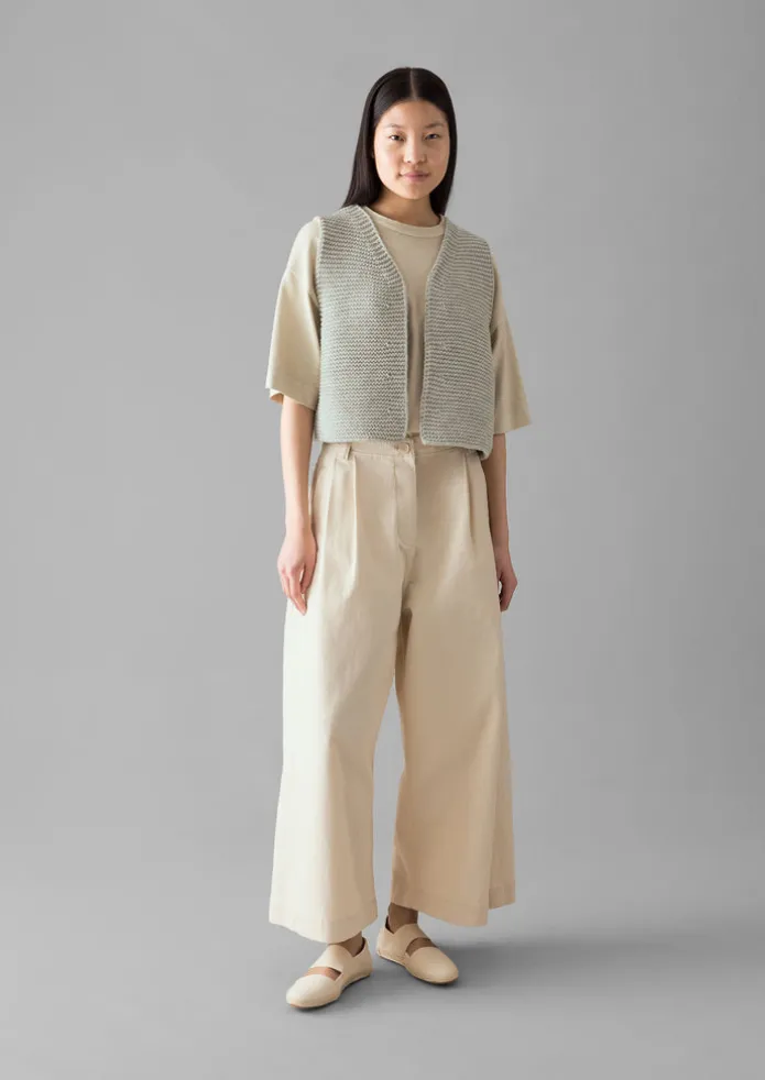 Ecru Denim Pleat Front Trousers