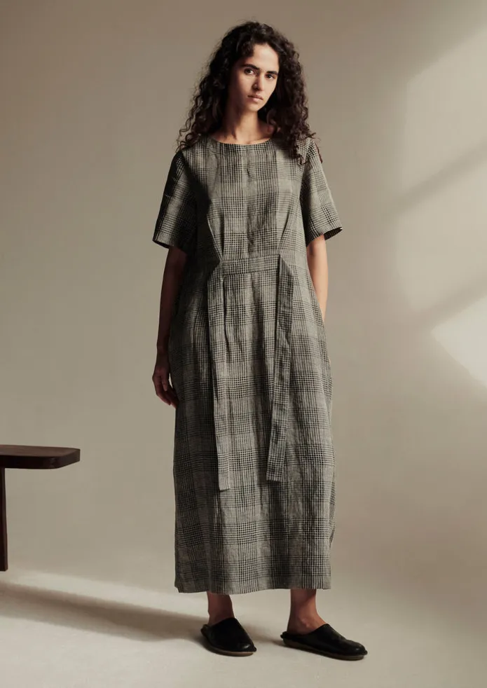 Etched Check Linen Dress