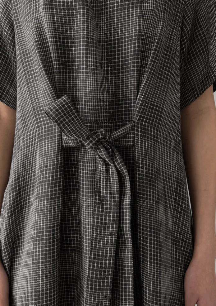 Etched Check Linen Dress