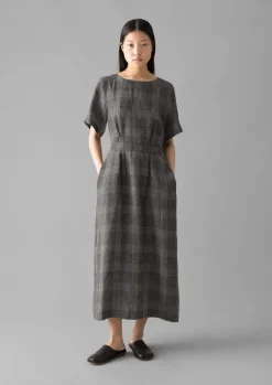 Etched Check Linen Dress