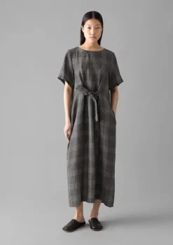Etched Check Linen Dress