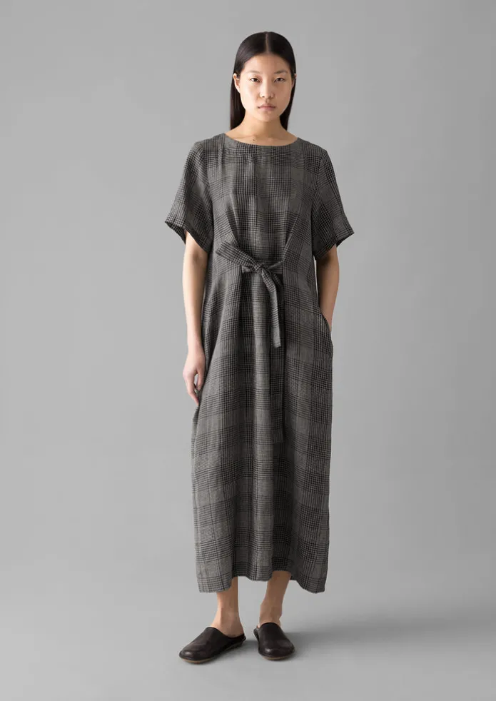 Etched Check Linen Dress
