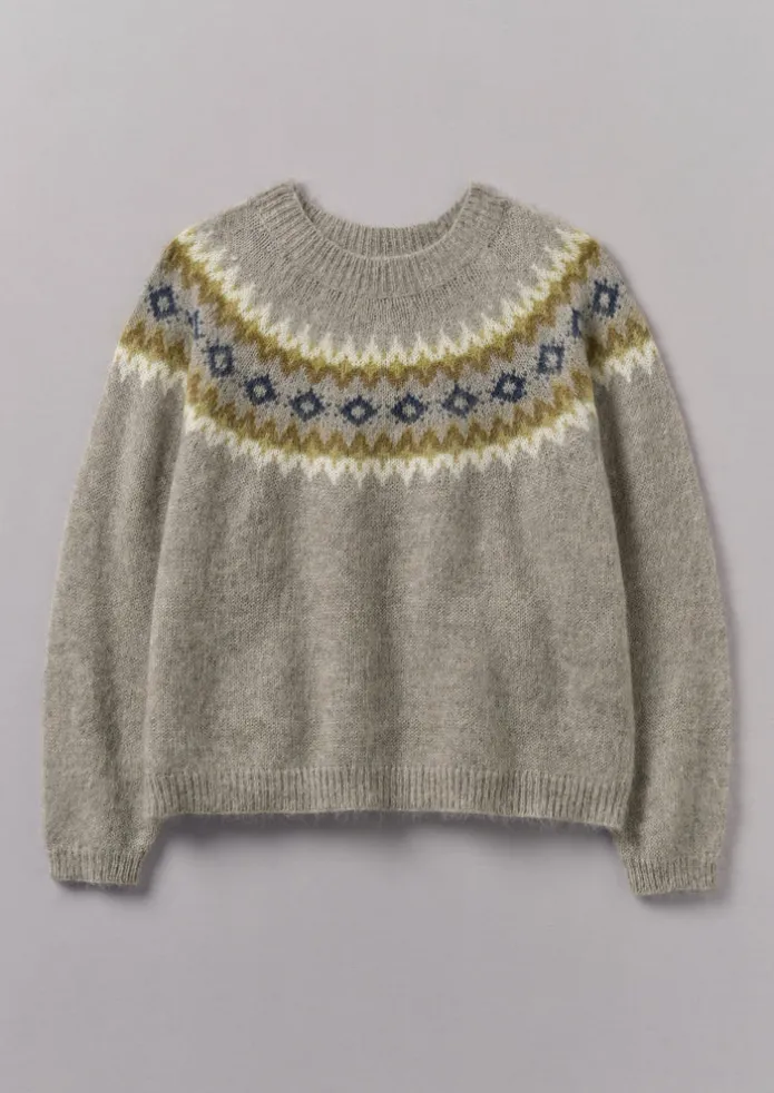 Fair Isle Yoke Mohair Blend Easy Sweater