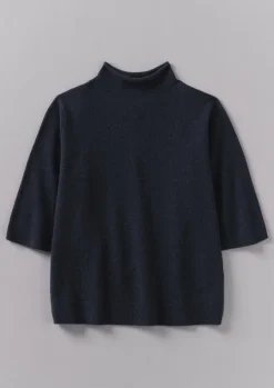 Fine Wool Cashmere Half Sleeve Sweater