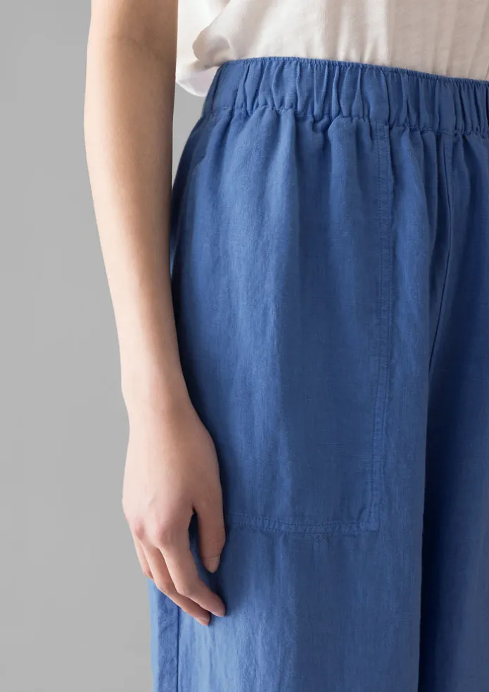 Garment Dyed Linen Barrel Leg Trousers