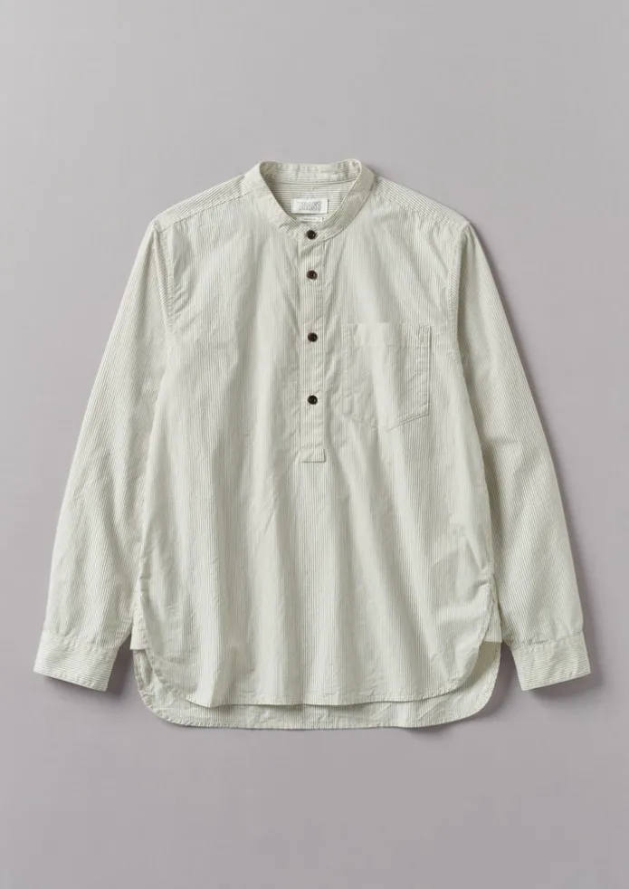 Grandad Collar Stripe Pullover Shirt
