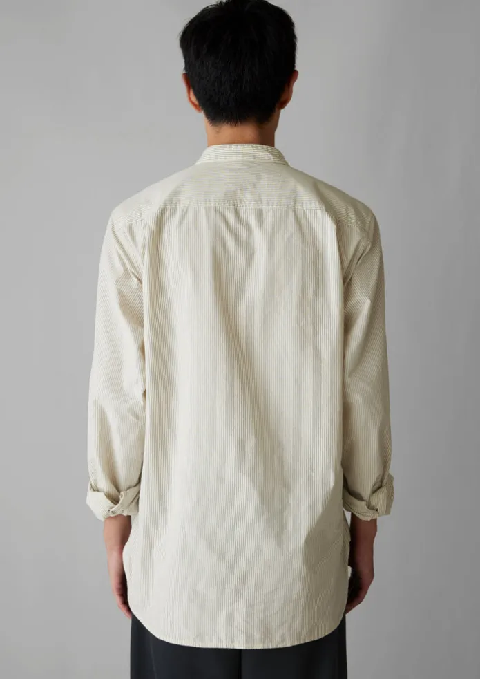 Grandad Collar Stripe Pullover Shirt