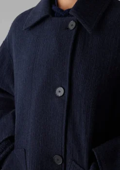 Indigo Cotton Wool Pea Coat