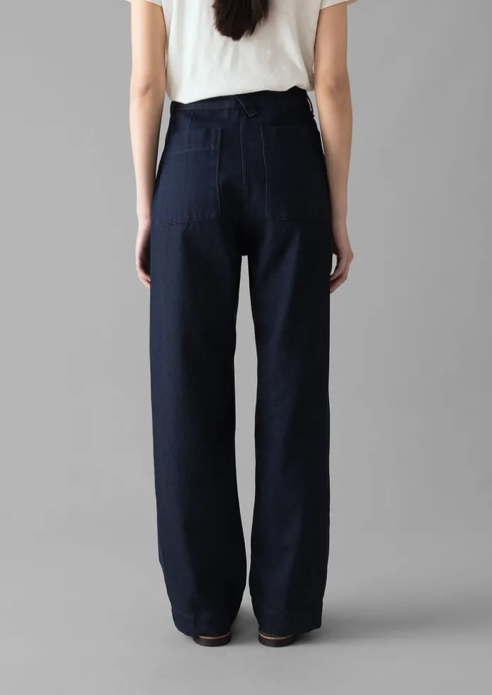 Indigo Denim Slim Leg Trousers