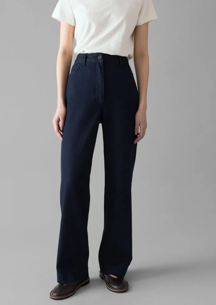 Indigo Denim Slim Leg Trousers