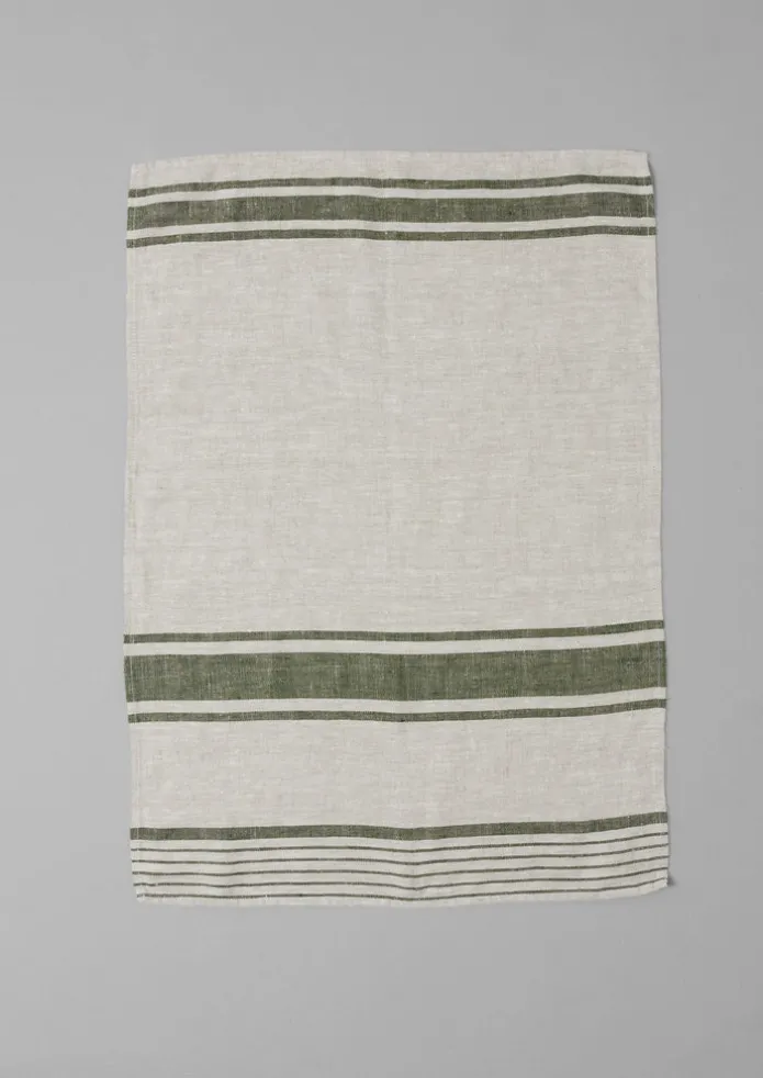 Irregular Stripe Linen Tea Towel