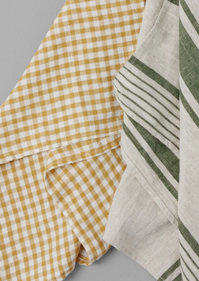Irregular Stripe Linen Tea Towel