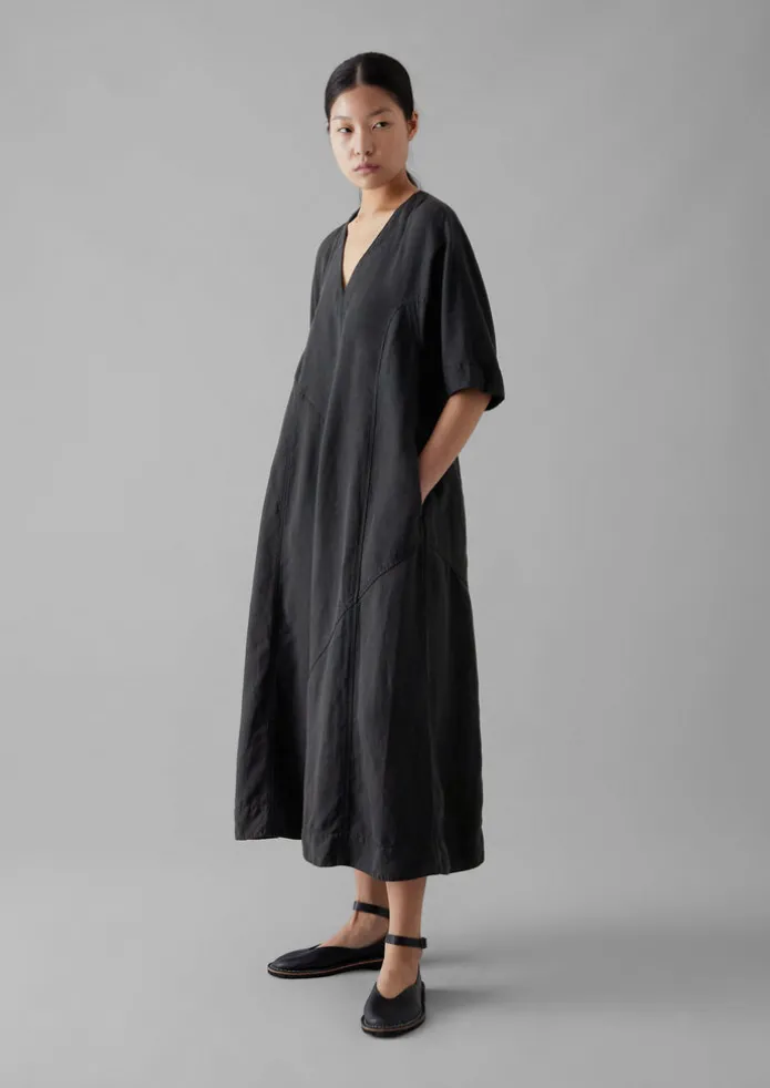 Lyocell Linen Herringbone Panel Dress