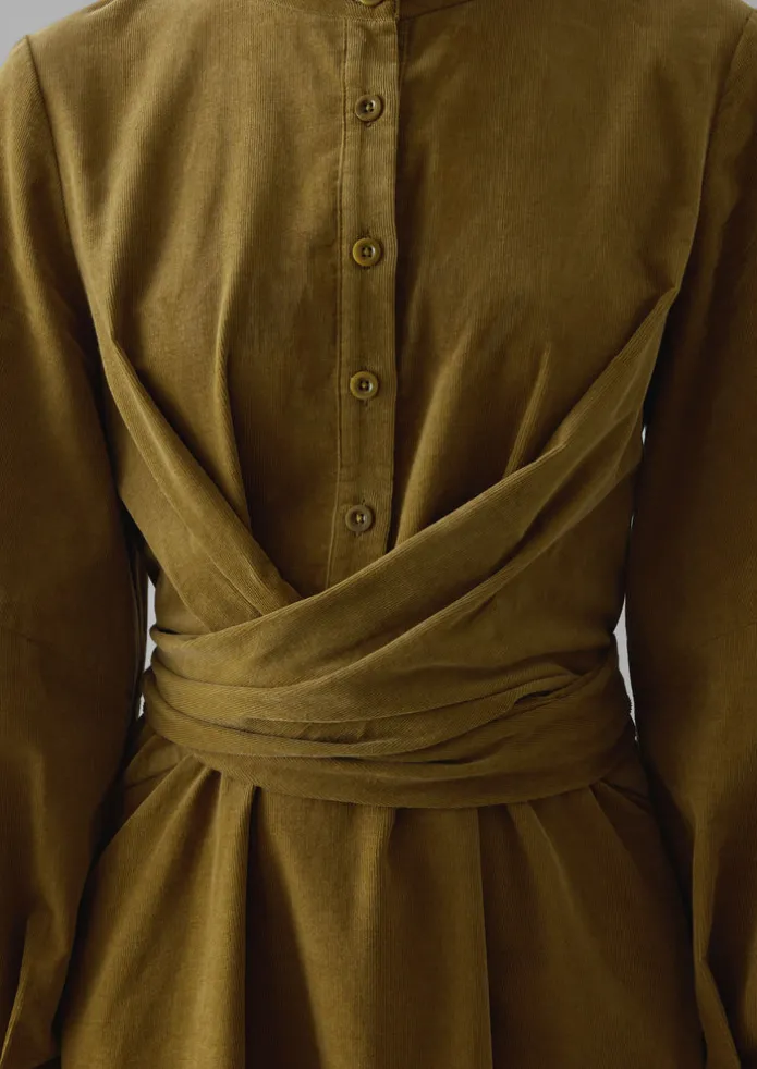 Organic Needlecord Wrap Dress