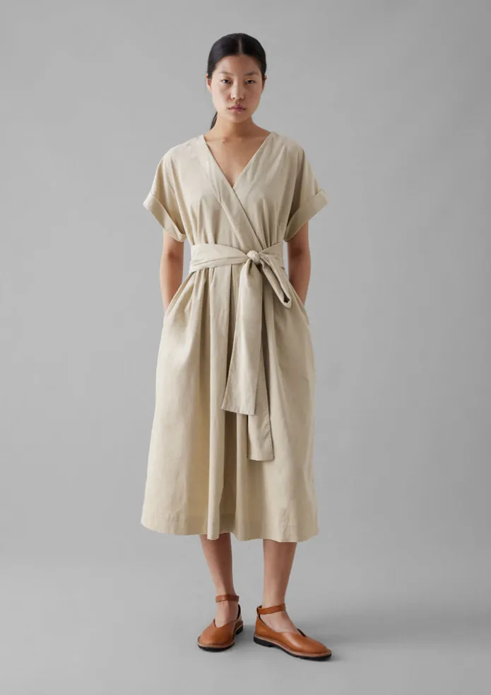 Organic Needlecord Wrap Front Dress