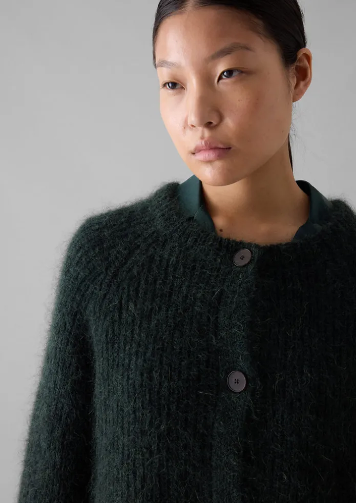 Ribbed Mohair Blend Cardigan