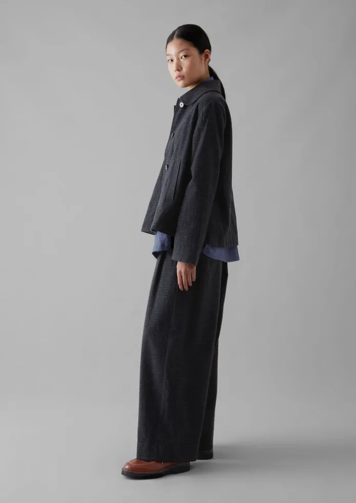 Seersucker Check Round Collar Jacket