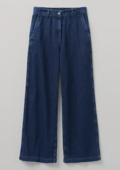 Seren Flat Front Indigo Denim Trousers