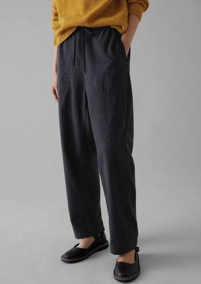 Suki Wool Cotton Seersucker Check Trousers