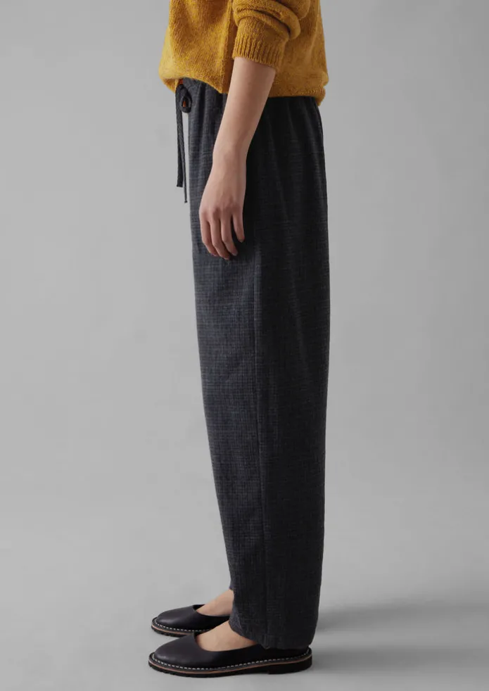 Suki Wool Cotton Seersucker Check Trousers