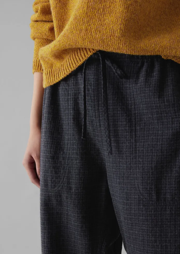 Suki Wool Cotton Seersucker Check Trousers